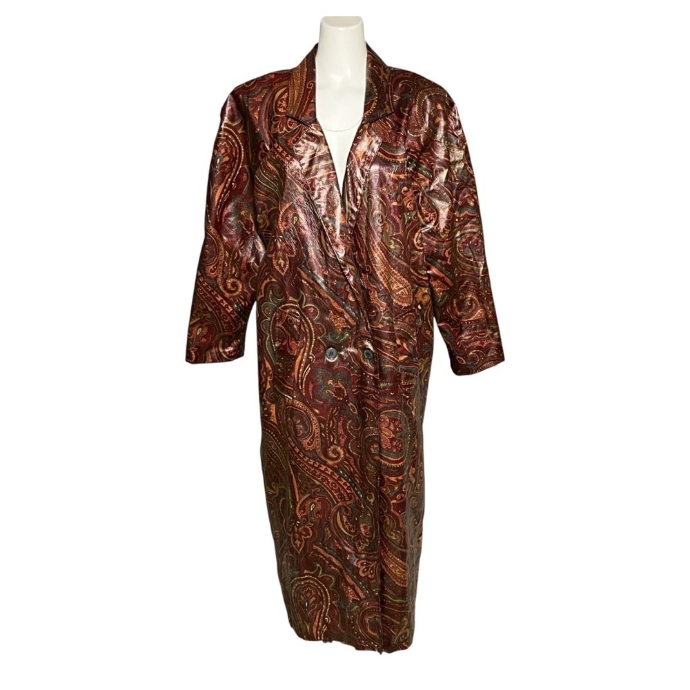 Nordic House Designs NYC Vintage Rain Coat Coated Canvas One Size Maroon Paisley
